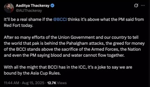 'Greed for money stands above sacrifice': Aaditya Thackeray criticises BCCI on India vs Pakistan in Asia Cup