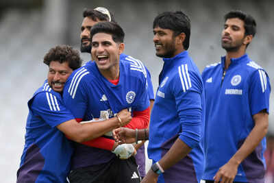 Shubman Gill leads team India through a rigorous practice session.